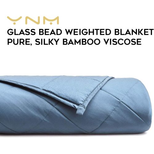  YnM Cooling Weighted Blanket, 100% Natural Bamboo Viscose, 15 lbs 48x72, Thin Gravity 2.0 Blanket, Great Sleep Therapy for People with Anxiety, Autism, ADHD, Insomnia or Stress, Se