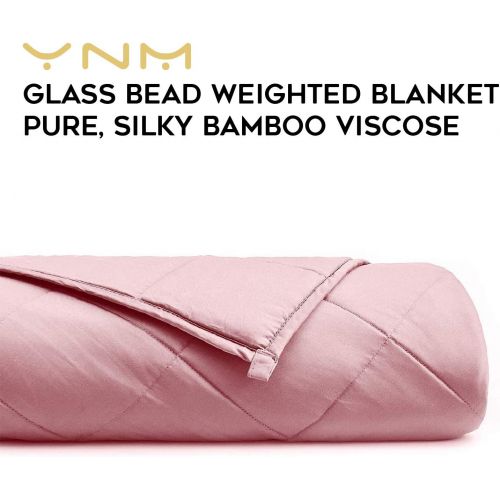  YnM Cooling Weighted Blanket, 100% Natural Bamboo Viscose, 15 lbs 48x72, Thin Gravity 2.0 Blanket, Great Sleep Therapy for People with Anxiety, Autism, ADHD, Insomnia or Stress, Se