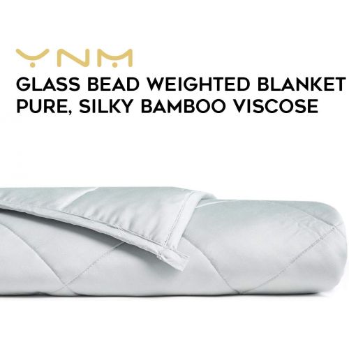  YnM Cooling Weighted Blanket, 100% Natural Bamboo Viscose, 15 lbs 48x72, Thin Gravity 2.0 Blanket, Great Sleep Therapy for People with Anxiety, Autism, ADHD, Insomnia or Stress, Se