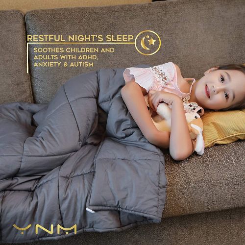  YnM Weighted Blanket (20 lbs, 60x80, Queen Size) | 2.0 Heavy Blanket | 100% Cotton Material with Glass Beads.