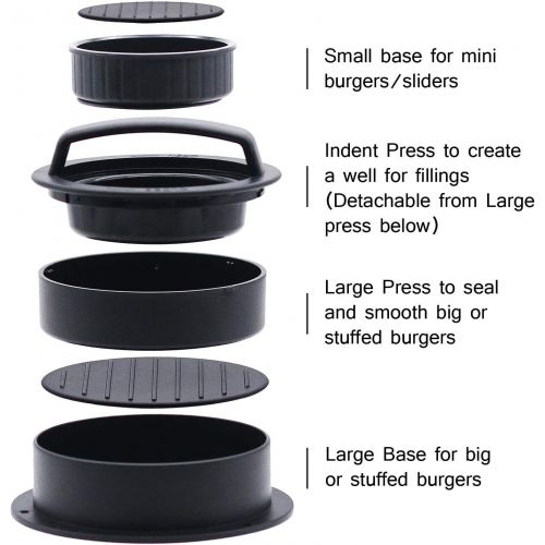  YoCosii Amy Non Stick Burger Press with 50 Wax Papers, Hamburger Press Patty Maker, Different Size Patty Molds, Easy to Use,Works Best for Stuffed Burgers, Sliders, Essential Kitchen & Gri