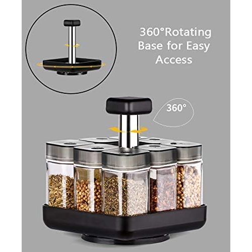  YoCosii Revolving Spice Rack Organizer Caddy, Rotating Spice Storage for Cabinet and Kitchen, 8 Jar Herb and Spice Countertop Spice Rack(Spices Not Included)