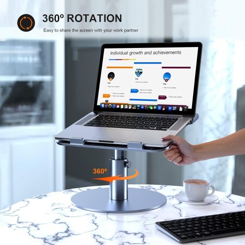  [아마존베스트]Adjustable Laptop Stand, YoFeW Aluminum Laptop Riser, Multi-Angle Height Adjustable 360°Rotation Notebook Stand Desktop Holder Compatible with Mac MacBook Pro Air, Lenovo, Dell XPS