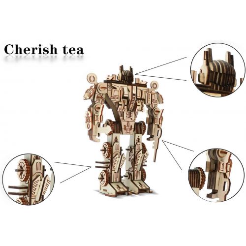  Yobeyi Robot Puzzles 3D Wooden Building Blocks Model Self-Assembly Craft Kit DIY Brain Teaser Toys Best Gifts for Women & Men(Robot)