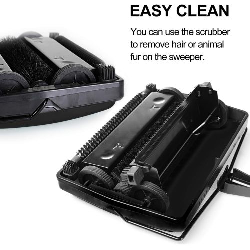  [아마존베스트]Yocada Carpet Sweeper Cleaner for Home Office Low Carpets Rugs Undercoat Carpets Pet Hair Dust Scraps Paper Small Rubbish Cleaning with a Brush Black