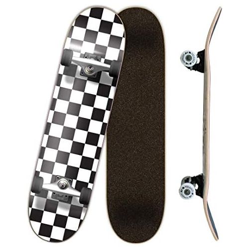  Yocaher Pro Skateboards Blank, Checker, Camo Professional Complete Skateboard 7.75 w/ 7Ply Maple Deck, Aluminum Alloy Truck, ABEC-7 Bearing, 54mm Skateboard Wheels, Concave Cruiser