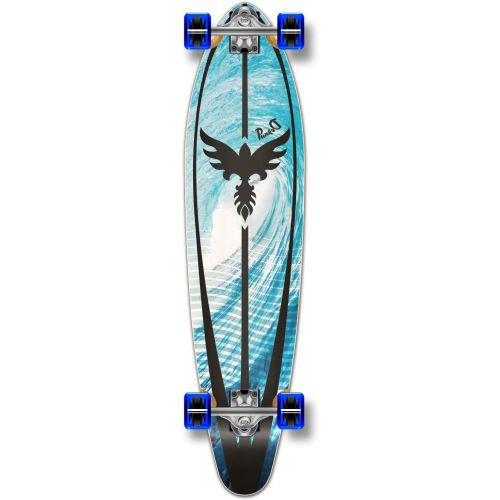  Yocaher Punked Graphic Kicktail Complete Longboard Skateboard, Tsunami, 40 x 9-Inch