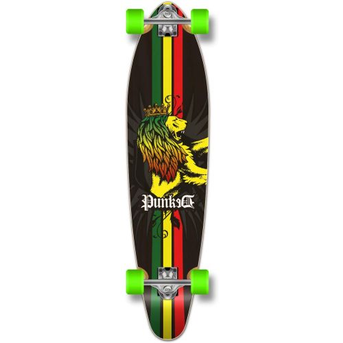  Yocaher Punked Graphic Kicktail Complete Longboard Skateboard, Rasta, 40 x 9-Inch