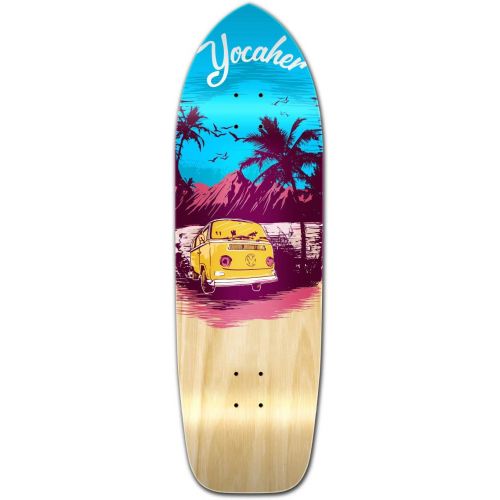  Yocaher VW Vibe Beach Series Skateboard Longboard Old School Deck Only ? Blue