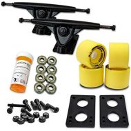 Yocaher Longboard Skateboard Trucks Combo Set 71mm Wheels + 7/180mm Heavy Duty Aluminum Black Trucks, Bearing, Riser Pad, and Longboard Hardware Package