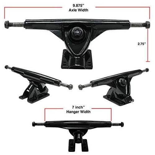  Yocaher Longboard Skateboard Trucks Combo Set 71mm Wheels + 7/180mm Heavy Duty Aluminum Black Trucks, Bearing, Riser Pad, and Longboard Hardware Package