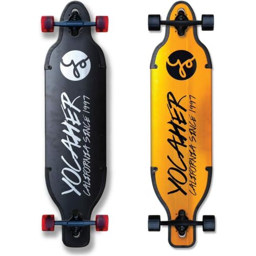  Yocaher Aluminum Gold or Black Skateboards Longboard Drop Through Deck ONLY or Complete Long Board, for Boys, Girls, Kids, Teens and Adults and for Beginners to Professionals