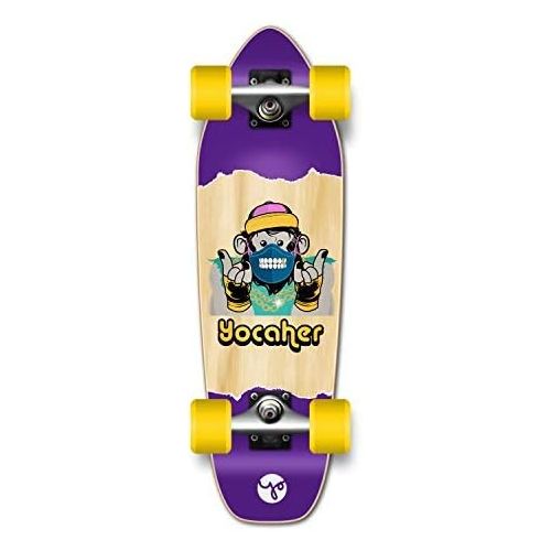  Yocaher Chimp Series Speak No Evil Graphic Complete Skateboard Longboard ? Mini Cruiser - Purple