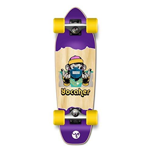  Yocaher Chimp Series Speak No Evil Graphic Complete Skateboard Longboard ? Mini Cruiser - Purple