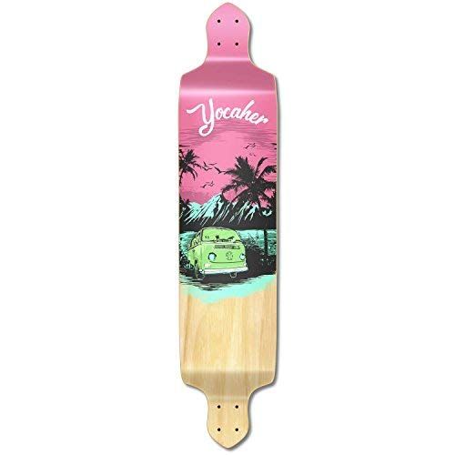  Yocaher VW Vibe Beach Series Skateboard Longboard Drop Down Deck Only ? Pink