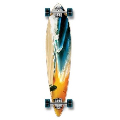  Yocaher Beach Series Complete Pintail Skateboards Longboard Cruiser w/Black Widow Premium 80A Grip Tape Aluminum Truck ABEC7 Bearing 70mm Skateboard Wheels