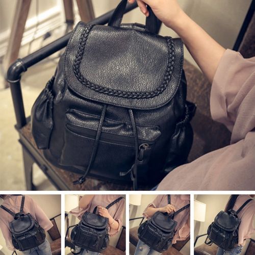  Yodaliy yodaliy PU Leather Vintage Women Lady Travel Backpack Rucksack Shoulder Bag Braid Satchel Handbag,Mini Backpack Girls Backpack Fashion Backpack Lightweight School Bag Black