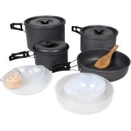 Yodo Anodized Aluminum Camping Cookware Set Backpacking Pans Pot Mess Kit for 4-5 Person