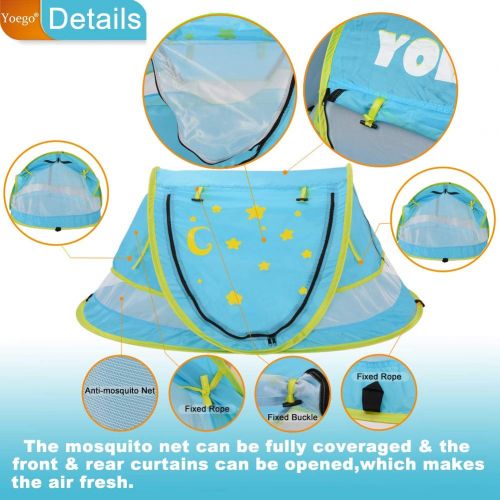  Yoego Baby Travel Tent, 【New Version】Portable Baby Beach Crib Bed, Easy Pop Up, UPF 50+, Sun Shelters...