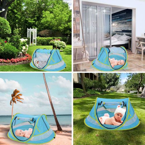  Yoego Baby Travel Tent, 【New Version】Portable Baby Beach Crib Bed, Easy Pop Up, UPF 50+, Sun Shelters...
