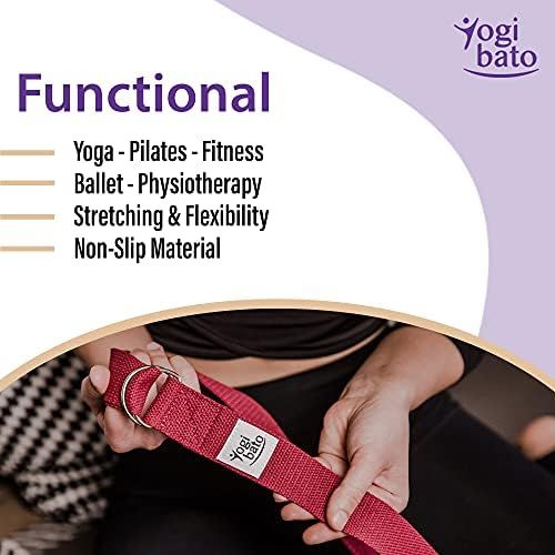  [아마존베스트]Yogibato Yogagurt 100% Baumwolle |240 x 3,8 cm | Band zur besseren Dehnung  Cotton Strap  Yogaband mit Verschluss aus Metall  Yoga Gurt