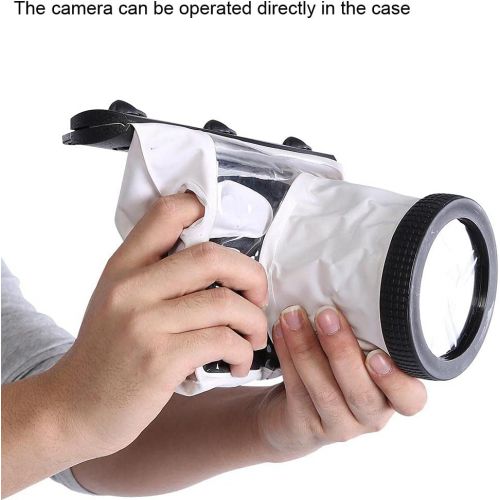  Yoidesu DSLR Camera Univeral Waterproof Underwater Housing Case Pouch Bag,20-Meters Dving Case Bag Cover for Canon Nikon and Other DSLR Cameras (White)