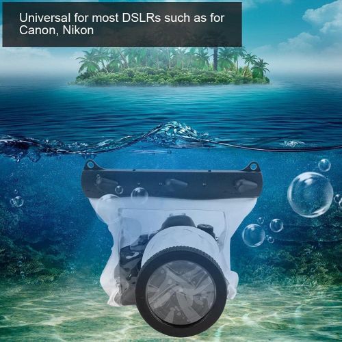  Yoidesu DSLR Camera Univeral Waterproof Underwater Housing Case Pouch Bag,20-Meters Dving Case Bag Cover for Canon Nikon and Other DSLR Cameras (White)