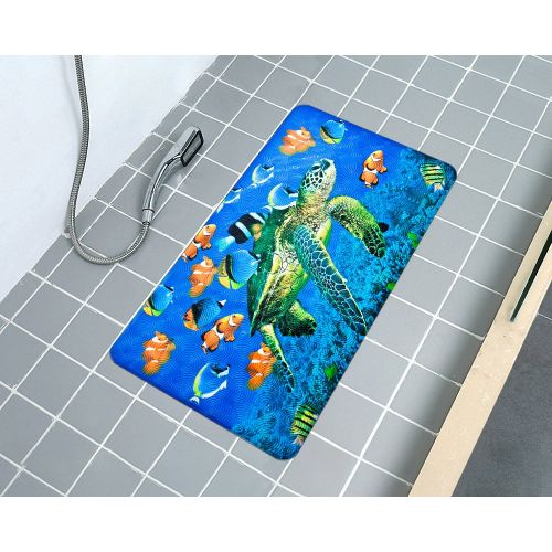  [아마존 핫딜]  [아마존핫딜]Yolife Non-Slip Bath Mat  YoLife Shower Mat Bathroom Anti Slip Mat Antibacterial Plus Reinforced Suction Cups (turtle)