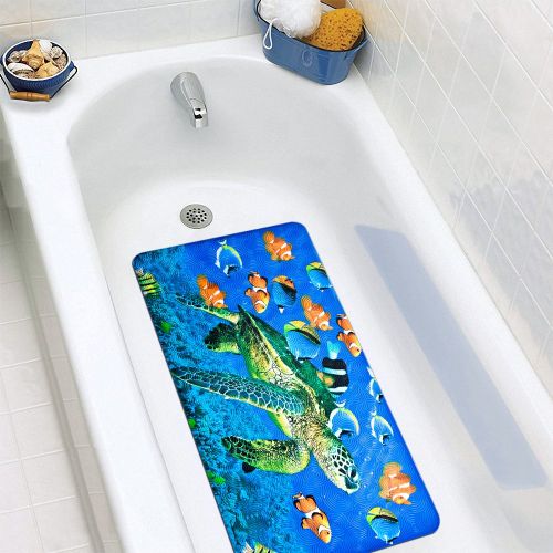  [아마존 핫딜]  [아마존핫딜]Yolife Non-Slip Bath Mat  YoLife Shower Mat Bathroom Anti Slip Mat Antibacterial Plus Reinforced Suction Cups (turtle)