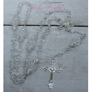 /YolisBridal FAST SHIPPING!! Handcrafted Beautiful Silver Rosary, Wedding Rosary, Communion Rosary, Christening Rosary, Confirmation Rosary, Rosary Gift