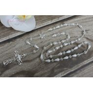 /YolisBridal FAST SHIPPING!! Handcrafted Beautiful Silver Rosary, Wedding Rosary, Communion Rosary, Christening Rosary, Confirmation Rosary, Rosary Gift