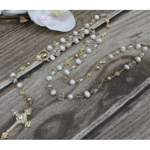  YolisBridal FAST SHIPPING!! Handcrafted Beautiful Gold Rosary, Wedding Rosary, Communion Rosary, Christening Rosary, Confirmation Rosary, Rosary Gift