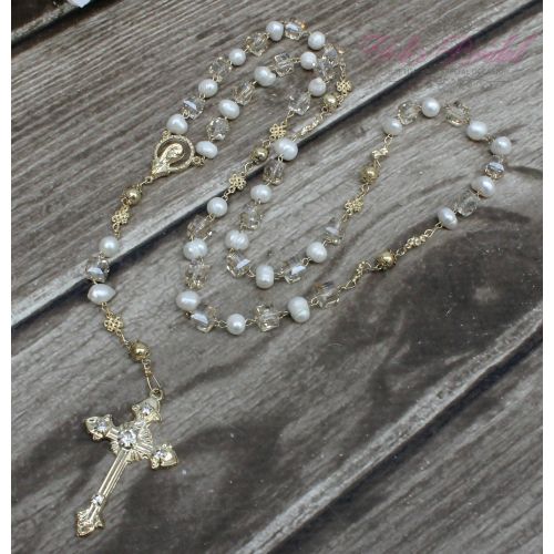  YolisBridal FAST SHIPPING!! Handcrafted Beautiful Gold Rosary, Wedding Rosary, Communion Rosary, Christening Rosary, Confirmation Rosary, Rosary Gift