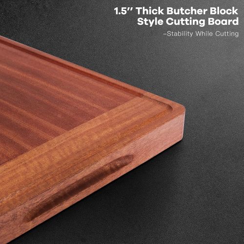  Yongfengyuan 19.68inch Kitchen Wood Cutting Board Ebony Cutting Board with Juice Groove and Handle Hole for Meat(butcher Block) Vegetables and Cheese 19.68x14.76x1.25 Inches