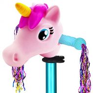 ZiWing Scooter Accessories Pink Unicorn Head Toy Gifts for Toddlers Kids Girls Decoration All of T-bar Micro Mini Kick Scooter & Bike & Jump Stick,Giveaway with a Pair of Streamers: Sport