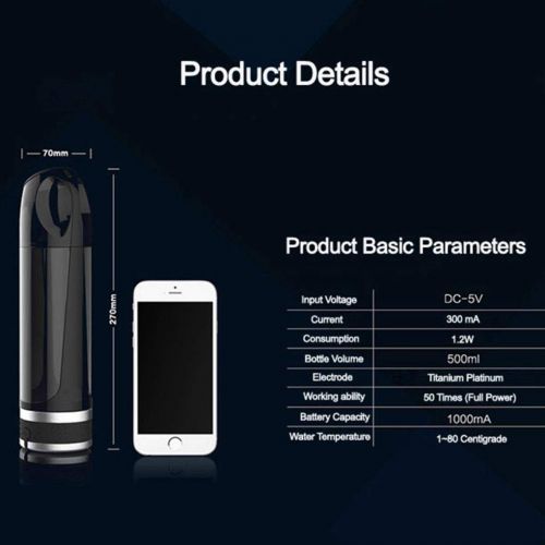  Yongse Portable USB Rechargable Hydrogens Rich Water Ionizer Maker Bottle Cup H2 USB Cable+EU Charge