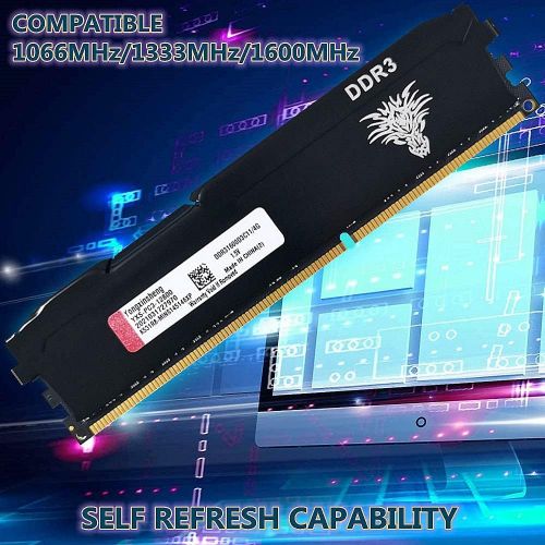  Yongxinsheng DDR3 4GBx2 (8GB Kit) 1600MHz PC3-12800 Desktop Memory CL11 240Pin 1.5V Non-ECC Unbuffered Compatible with All Motherboards UDIMM Ddr3 RAM （Black）