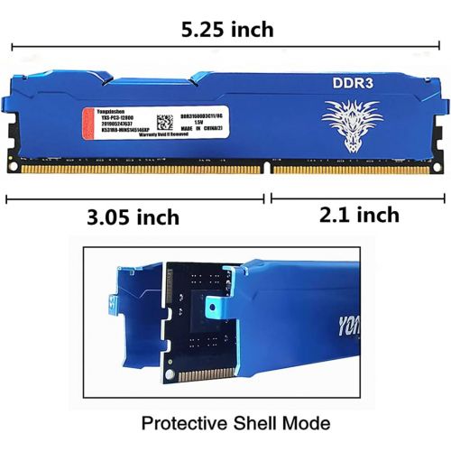  Yongxinsheng DDR3 8GBx2 (16GB kit) 1600MHz PC3-12800 CL11 240Pins 1.5V Non-ECC Unbuffered UDIMM Desktop Memory RAM (Blue)