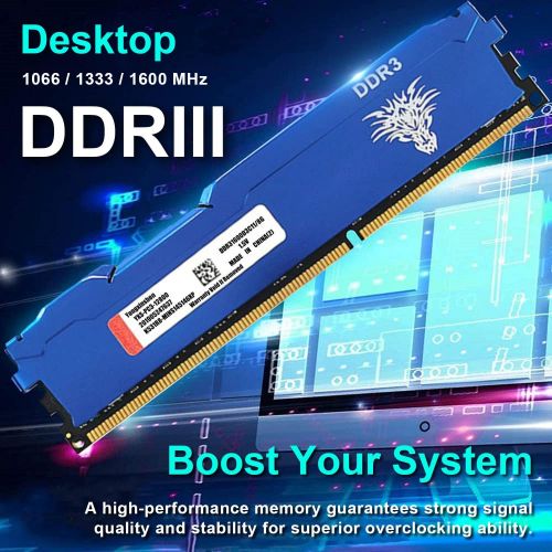  Yongxinsheng DDR3 8GBx2 (16GB kit) 1600MHz PC3-12800 CL11 240Pins 1.5V Non-ECC Unbuffered UDIMM Desktop Memory RAM (Blue)