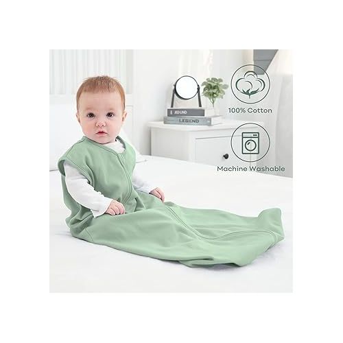  Yoofoss Baby Sleep Sack 6-12 Months Wearable Blanket for Babies 100% Cotton 2-Way Zipper TOG 0.5 Toddler Sleeping Sack 3 Pack, Soft Lightweight Sleep Sacks