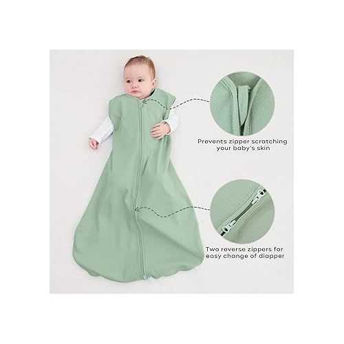  Yoofoss Baby Sleep Sack 6-12 Months Wearable Blanket for Babies 100% Cotton 2-Way Zipper TOG 0.5 Toddler Sleeping Sack 3 Pack, Soft Lightweight Sleep Sacks