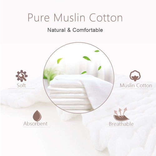  [아마존베스트]Muslin Burp Cloths 100% Cotton 6 Layers Large 14x20 Extra Soft and Absorbent 5 Pack by YOOFOSS