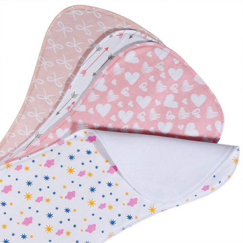  [아마존베스트]YOOFOSS Baby Burp Cloths 3 Layer Burp Bibs Curved Soft and Absorbent for Girl 4 Pack Burping Towels by...