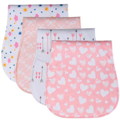  [아마존베스트]YOOFOSS Baby Burp Cloths 3 Layer Burp Bibs Curved Soft and Absorbent for Girl 4 Pack Burping Towels by...