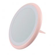 Yooha Vanity Mirrors - Portable LED Lighting Makeup Mirror with Ring Stand - USB Rechargeable, Foldable Desktop Mirror (Pink)