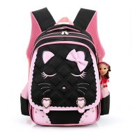 Yookeyo Waterproof Cat Face Kids Backpack School Bookbag for Primary Girls Students