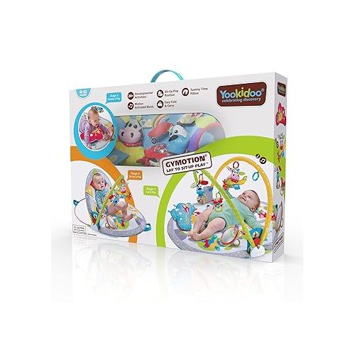  Yookidoo Baby Gym Lay to Sit-Up Playmat. 3-in-1 Newborns Activity Center with Tummy Time Toys, Pillow & Infant Miror. 0-12 Month