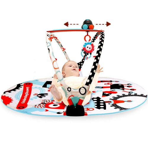  Yookidoo Baby Gym and Play Mat - 3 Stage Accessory Gym with Motorized Robot Track - 20 Development Activities - Age 0-12 Months