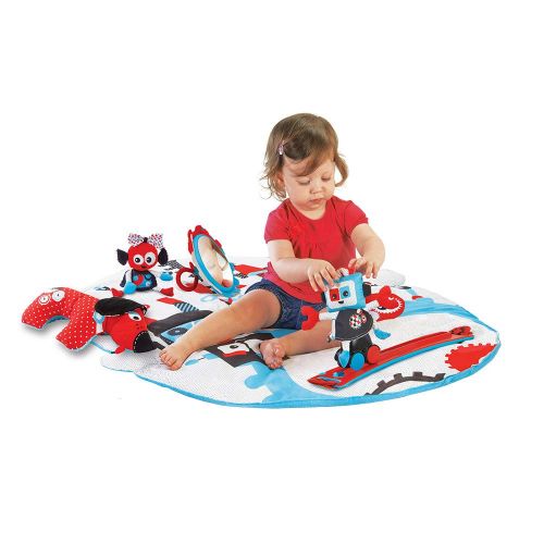  Yookidoo Baby Gym and Play Mat - 3 Stage Accessory Gym with Motorized Robot Track - 20 Development Activities - Age 0-12 Months
