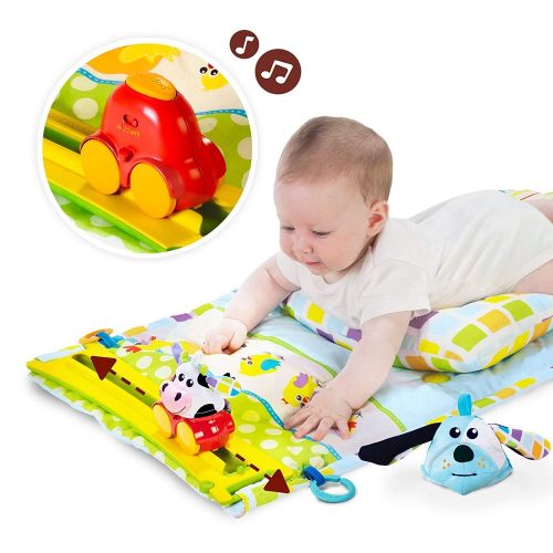  [아마존베스트]Baby Tummy Time Mat by Yookidoo. Newborn Musical Playmat & Outdoor Gym. Pillow, Teething...